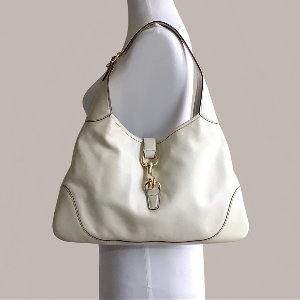 Gucci White Leather Jackie O Bouvier Hobo Bag